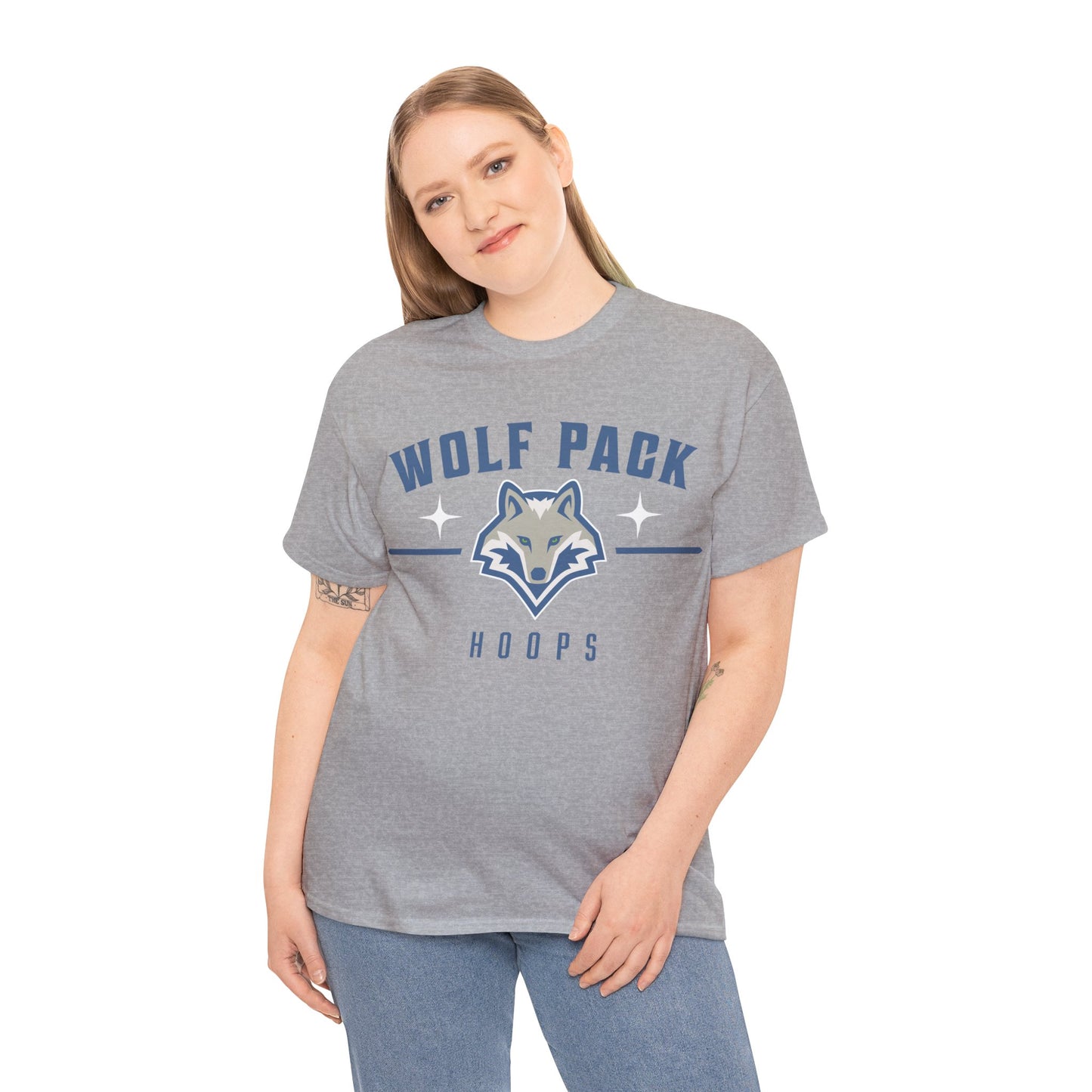 Mitch Creek Wolf Pack Hoops Logo Back Heavy Cotton Tee Adult